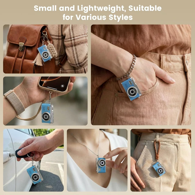 Alt view image 6 of 7 - Mini Keychain Camera, Unique Gifts for Teen Boys Girls/Adults/Beginners 1080P Video, 32GB Card, Retro Blue, Back to School Gift, Birthday Gift, Christmas Gift, New Year Gift,Party/Travel/Daily Vlog