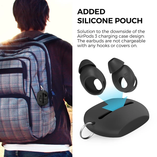 Alt view image 4 of 7 - 4 Pairs AirPods 3 Ear Tips Silicone Earbuds Cover Size: 2L+2S, Added Storage Pouch, Anti Slip,Secure Fit, Comfortable Silicone Ear Tips Compatible with Apple AirPods 3 2021
