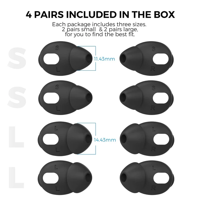 Alt view image 5 of 7 - 4 Pairs AirPods 3 Ear Tips Silicone Earbuds Cover Size: 2L+2S, Added Storage Pouch, Anti Slip,Secure Fit, Comfortable Silicone Ear Tips Compatible with Apple AirPods 3 2021