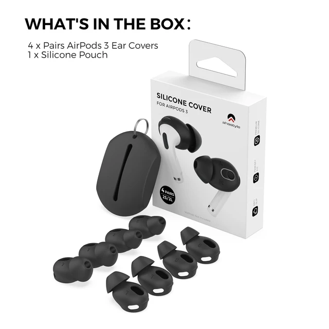 Alt view image 7 of 7 - 4 Pairs AirPods 3 Ear Tips Silicone Earbuds Cover Size: 2L+2S, Added Storage Pouch, Anti Slip,Secure Fit, Comfortable Silicone Ear Tips Compatible with Apple AirPods 3 2021