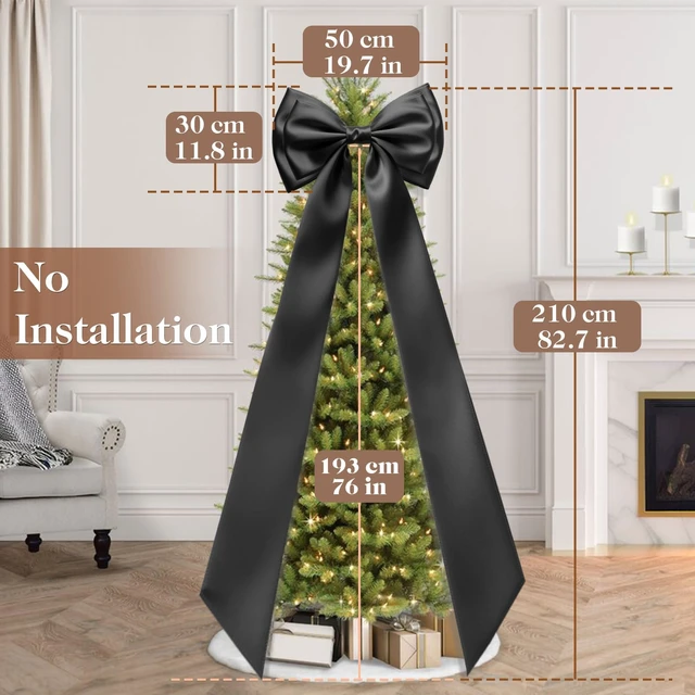 Alt view image 2 of 7 - Big Black Bow for Backdrop, 83x20 Inches Giant Bow Decor with Back Ribbon Satin Fabric, Double Sturdy Bow Shape,Strap Design, for Birthday Party Room Wedding Baby Shower Decorations