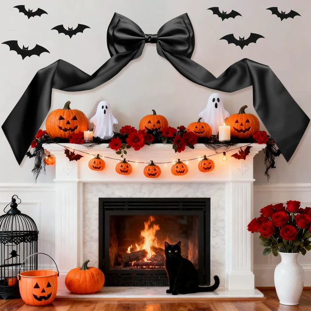 Alt view image 3 of 7 - Big Black Bow for Backdrop, 83x20 Inches Giant Bow Decor with Back Ribbon Satin Fabric, Double Sturdy Bow Shape,Strap Design, for Birthday Party Room Wedding Baby Shower Decorations