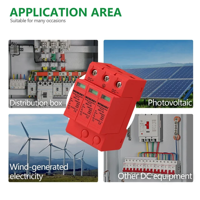 Alt view image 6 of 7 - 1000V DC Surge Protective Device, 3-Pole 30-60kA Lightning Arrester, 36mm DIN Rail Mount, High-Voltage SPD for Solar PV Systems, Inverters & Off-Grid Power Distribution