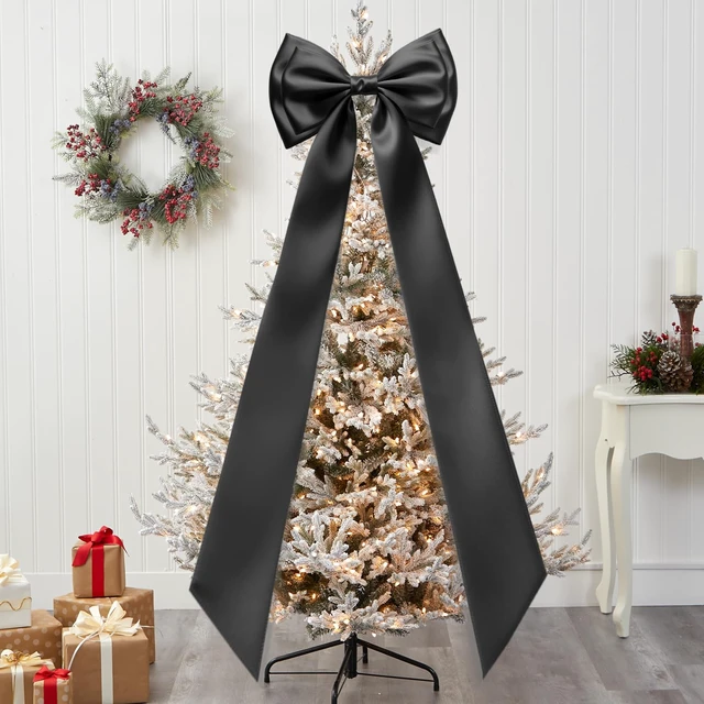 Alt view image 7 of 7 - Big Black Bow for Backdrop, 83x20 Inches Giant Bow Decor with Back Ribbon Satin Fabric, Double Sturdy Bow Shape,Strap Design, for Birthday Party Room Wedding Baby Shower Decorations