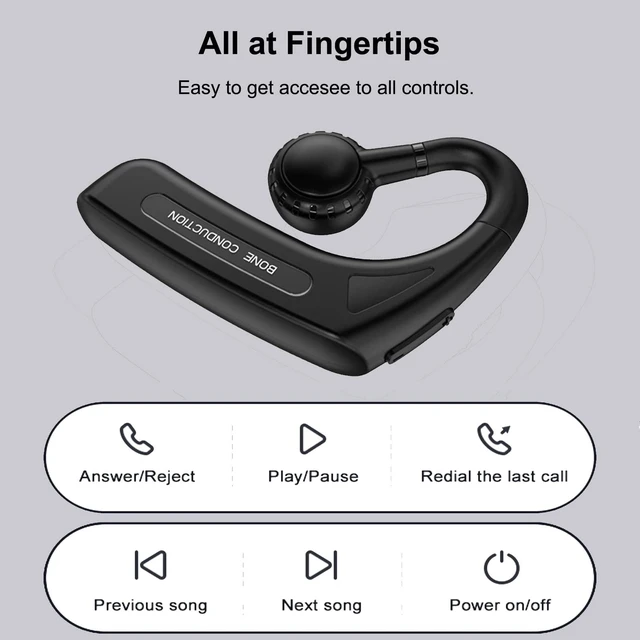 Alt view image 5 of 7 - Open Ear Headphones Bluetooth Single Bone Conduction Wireless Earbuds with Earhooks Microphone Earphones Waterproof Long Battery Life Earpiece for Workout Running Sports Cycling Gym Android iOS Blue