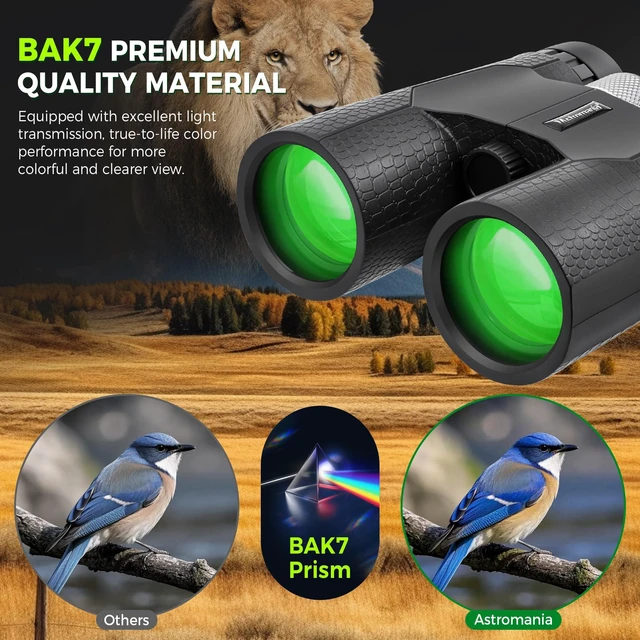 Alt view image 2 of 7 - 10x42 Compact Binoculars BK7 Prism as Gift for Bird Watching Waterproof Fogproof Shockproof for Camping Wildlife,Adjustable Eye Cups,Lightweight Portable Bag Included,Ourdoor Accessories