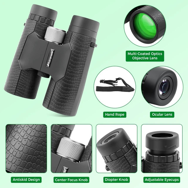 Alt view image 4 of 7 - 10x42 Compact Binoculars BK7 Prism as Gift for Bird Watching Waterproof Fogproof Shockproof for Camping Wildlife,Adjustable Eye Cups,Lightweight Portable Bag Included,Ourdoor Accessories