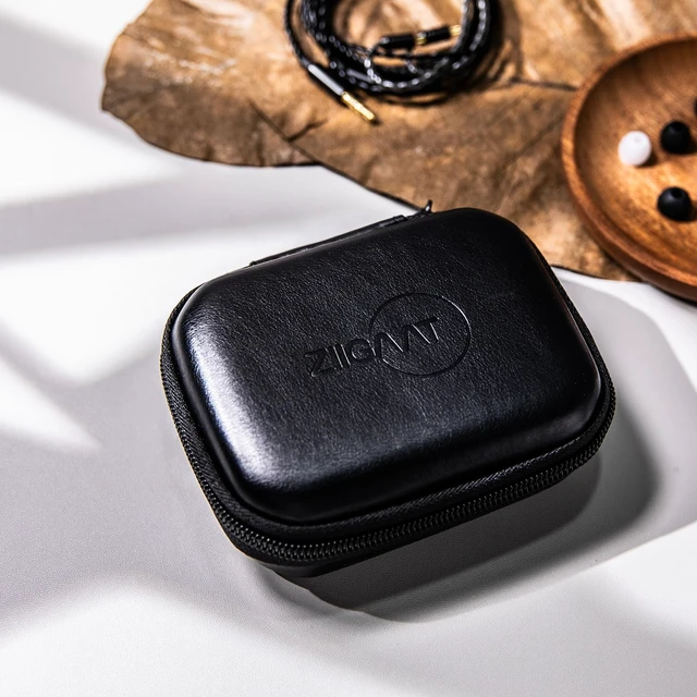 Alt view image 7 of 7 - ZiiGaat PELLEPOD Leather Earbud Case, Waterproof IEM Storage Box Hard Carrying Bag, Protective Storage Box, Fit for In Ear Monitor Earphone ZS10 Pro EM6L EW300 SuperMix 4 Rumba, Black