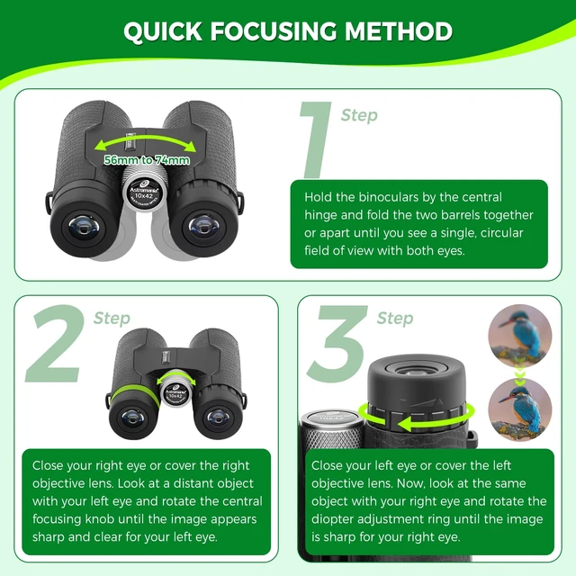 Alt view image 6 of 7 - 10x42 Compact Binoculars BK7 Prism as Gift for Bird Watching Waterproof Fogproof Shockproof for Camping Wildlife,Adjustable Eye Cups,Lightweight Portable Bag Included,Ourdoor Accessories