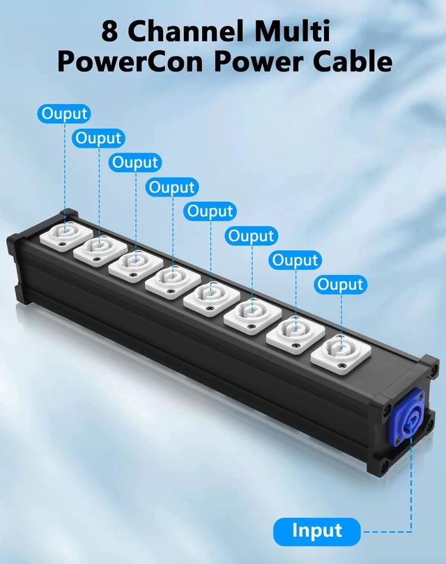 Alt view image 2 of 7 - 8 Channel Multi PowerCon Power Cable Breakout for Stage Lights, LED Screens, Moving Heads & Pro Audio and More