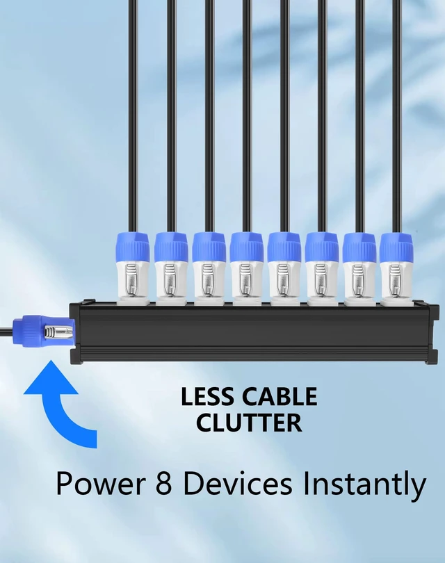 Alt view image 3 of 7 - 8 Channel Multi PowerCon Power Cable Breakout for Stage Lights, LED Screens, Moving Heads & Pro Audio and More