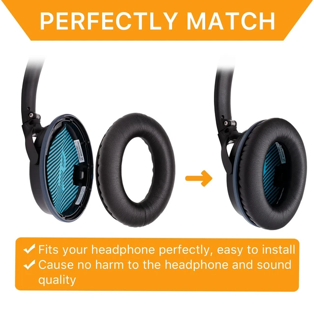 Alt view image 4 of 7 - Replacement Ear Pads for Bose QC15, QC25, QC35 and AE2 EarPads Cushions for Bose Quietcomfort 35/ Quiet Comfort 25/ QC2/ SoundTrue and SoundLink, Soft Protein Leather, Memory Foam