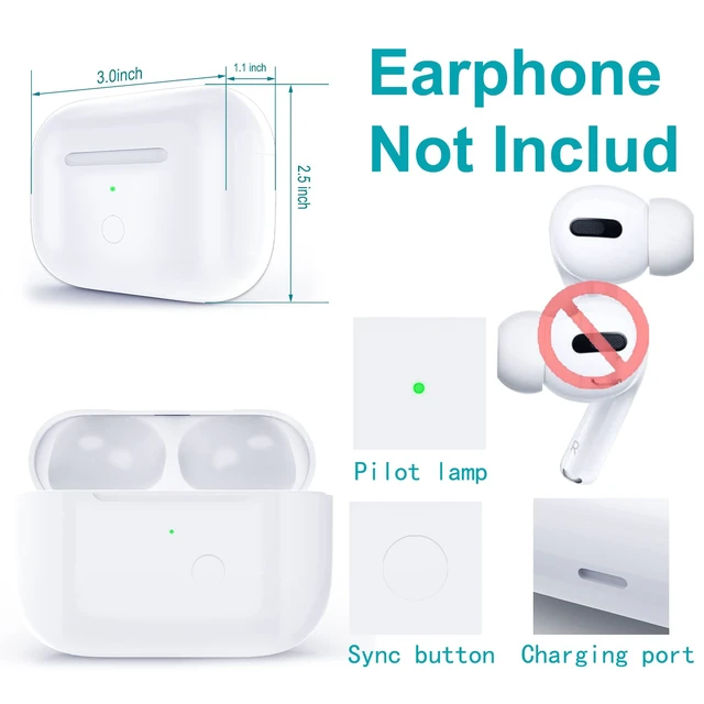 Alt view image 2 of 7 - Wireless Charging Case Compatible with AirPods Pro 1st & 2nd Generation, for Airpods Pro Charger Replacement Cases, Support Bluetooth Pairing&Sync Button,661 Mah Built-in Battery,White