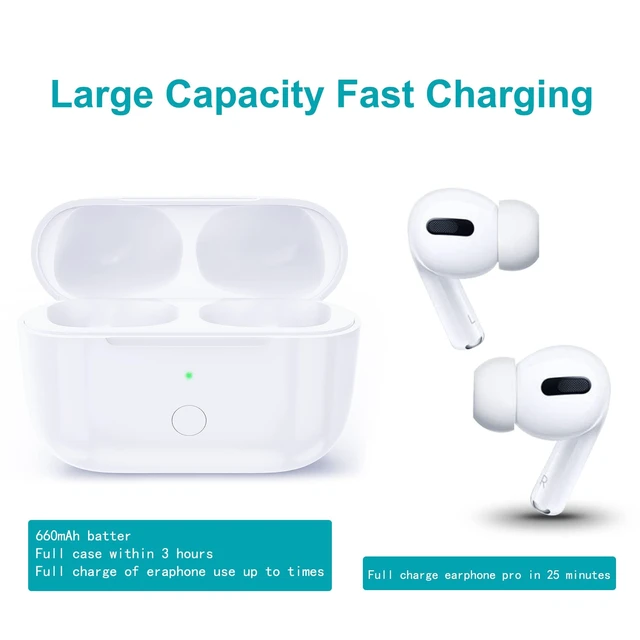 Alt view image 4 of 7 - Wireless Charging Case Compatible with AirPods Pro 1st & 2nd Generation, for Airpods Pro Charger Replacement Cases, Support Bluetooth Pairing&Sync Button,661 Mah Built-in Battery,White