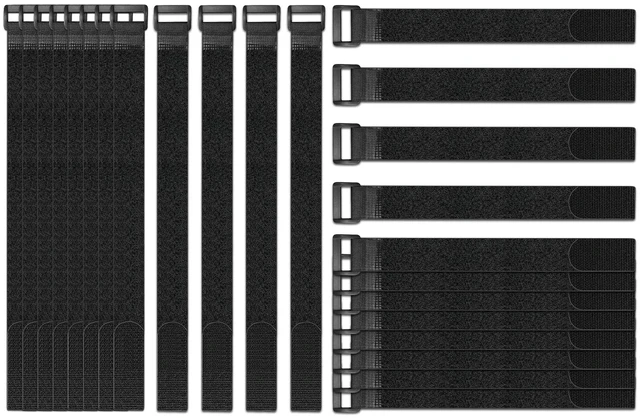 Main image of 24 Pack Reusable Fastening Cable Straps Adjustable Cable Ties Set (12"-20") MultiPurpose Hook and Loop Cord Ties Securing Straps Cable Management Cord Organizer Nylon Cinch Straps Organized Cords Tidy