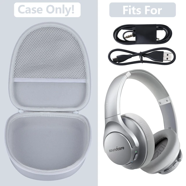 Alt view image 3 of 7 - Case for Anker Soundcore Life Q20 Q30 Q35 Q40 Q45 Q20+ Headphones Q20i Noise Cancelling Headphones Case, Hard Shell Shockproof, Mesh Bag Orgainizer, Lightweight Travel