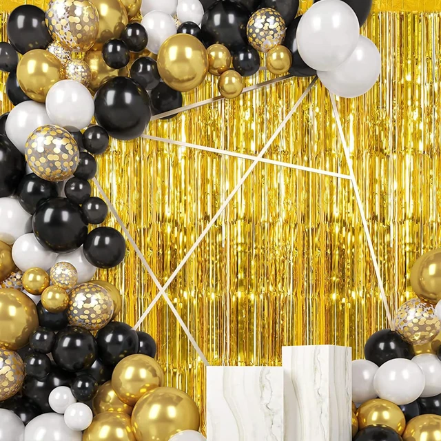 Alt view image 7 of 7 - 30 Pack Gold Foil Fringe Curtain Backdrop, 3.3x8.2 Feet Metallic Tinsel Streamer Curtains Photo Booth Props for Birthday/Wedding/Graduation/Baby Shower/Christmas/New Year/Disco Party Decorations
