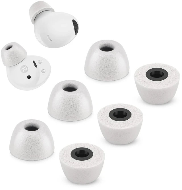 Main image of Memory Foam Tips for Samsung Galaxy Buds 2 Pro, No Silicone Eartips Pain, Anti-Slip Replacement Ear Tips, Fit in The Charging Case, Reducing Noise Earbuds, 3 Pairs (Medium, Gray)