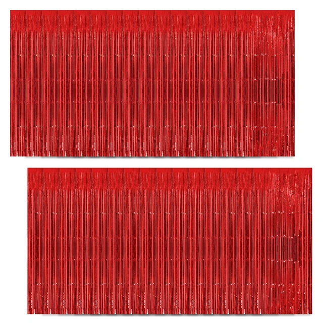 Main image of 30 Pack Red Foil Fringe Curtain Backdrop, 3.3x8.2 Feet Metallic Tinsel Streamer Curtains Photo Booth Props for Wedding/Anniversary/Bridal Shower/Christmas/New Year/Valentine's Day Party Decorations