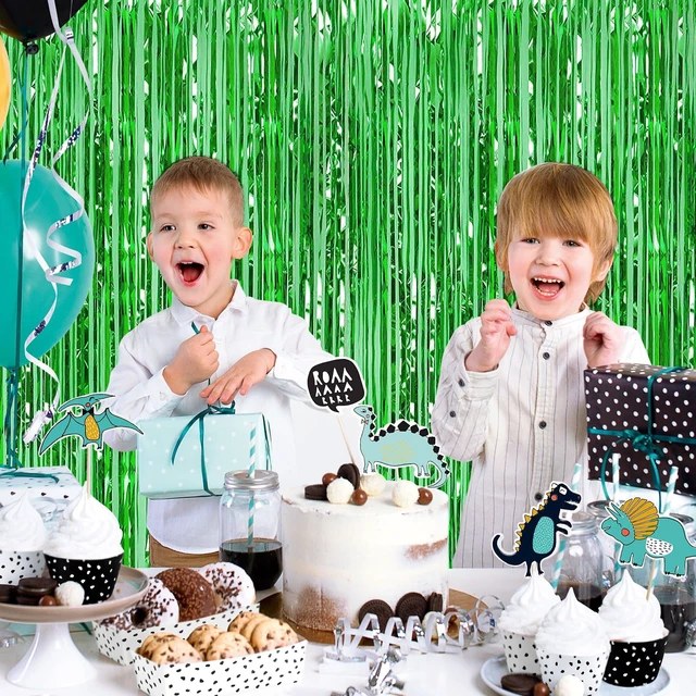 Alt view image 7 of 7 - 30 Pack Green Foil Fringe Curtain Backdrop, 3.3x8.2 Feet Metallic Tinsel Streamer Curtains Photo Booth Props for Birthday/Wedding/Bachelorette/Baby Shower/Christmas/New Year/Disco Party Decorations