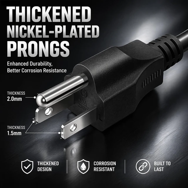 Alt view image 4 of 7 - 18AWG UL Listed 6ft Pure Copper to IEC C13 3 Prong Grounded AC Power Cord UL Listed 18AWG Pure-Copper NEMA 5-15P to IEC C13 3-Prong Grounded AC Power Cord for PC Monitor Printer Game Console