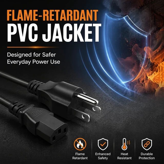 Alt view image 5 of 7 - 18AWG UL Listed 6ft Pure Copper to IEC C13 3 Prong Grounded AC Power Cord UL Listed 18AWG Pure-Copper NEMA 5-15P to IEC C13 3-Prong Grounded AC Power Cord for PC Monitor Printer Game Console