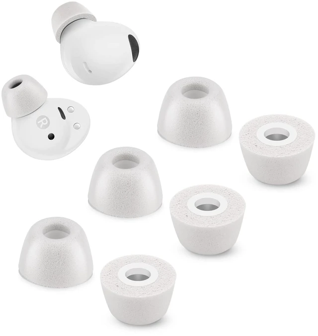 Main image of Memory Foam Tips for Samsung Galaxy Buds 2 Pro, No Silicone Eartips Pain, Anti-Slip Replacement Ear Tips, Fit in The Charging Case, Reducing Noise Earbuds, 3 Pairs (Small, Gray)