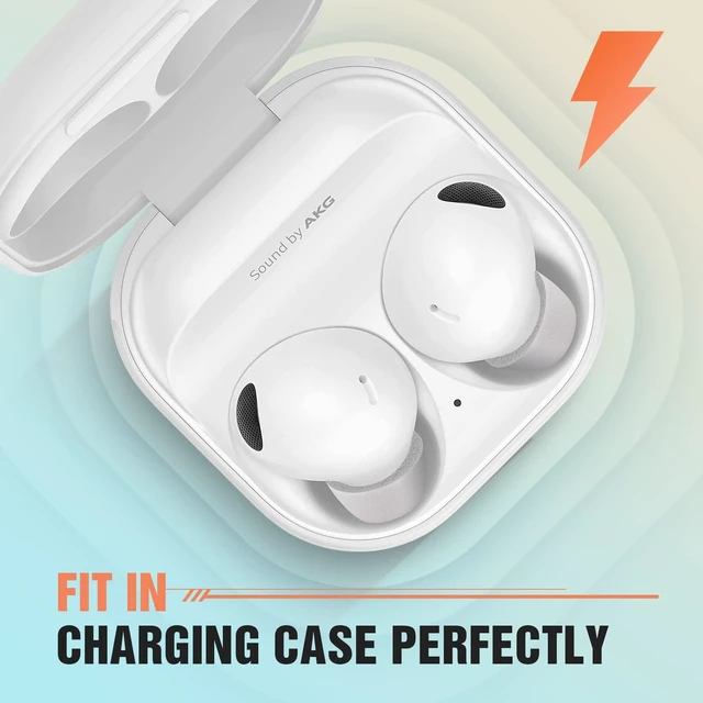 Alt view image 6 of 7 - Memory Foam Tips for Samsung Galaxy Buds 2 Pro, No Silicone Eartips Pain, Anti-Slip Replacement Ear Tips, Fit in the Charging Case, Reducing Noise Earbuds, 3 Pairs (Assorted Sizes S/M/L, Gray)
