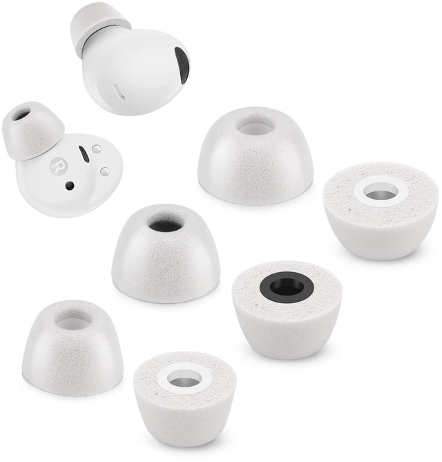 Main image of Memory Foam Tips for Samsung Galaxy Buds 2 Pro, No Silicone Eartips Pain, Anti-Slip Replacement Ear Tips, Fit in the Charging Case, Reducing Noise Earbuds, 3 Pairs (Assorted Sizes S/M/L, Gray)