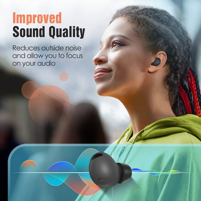Alt view image 6 of 7 - Memory Foam Tips for Samsung Galaxy Buds 2 Pro, No Silicone Eartips Pain, Anti-Slip Replacement Ear Tips, Fit in The Charging Case, Reducing Noise Earbuds, 3 Pairs (Assorted Sizes S/M/L, Black)
