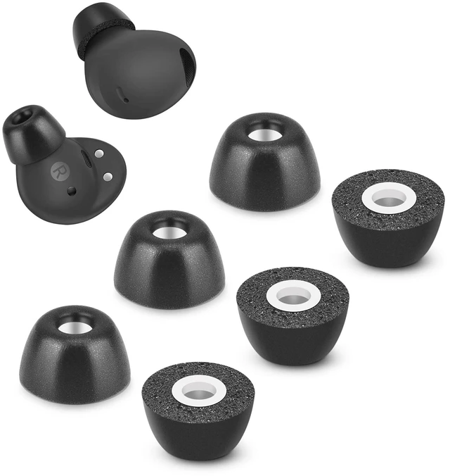 Main image of Memory Foam Tips for Samsung Galaxy Buds 2 Pro, No Silicone Eartips Pain, Anti-Slip Replacement Ear Tips, Fit in The Charging Case, Reducing Noise Earbuds, 3 Pairs (Medium, Black)
