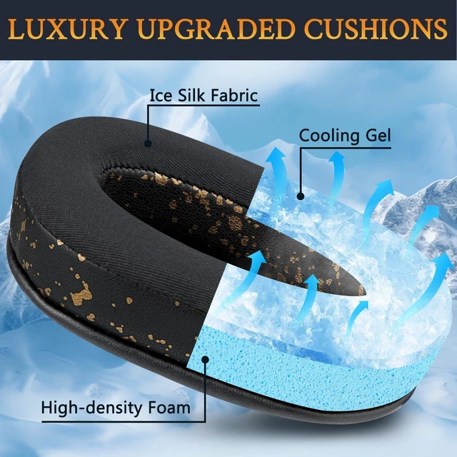 Alt view image 3 of 5 - Cooling Gel Earpads Cushions Replacement for Logitech G Pro, G Pro X, G Prox 2, G Pro X SE Headphones, Ear Pads with Noise Isolation Foam, Added Thickness - Black Gold