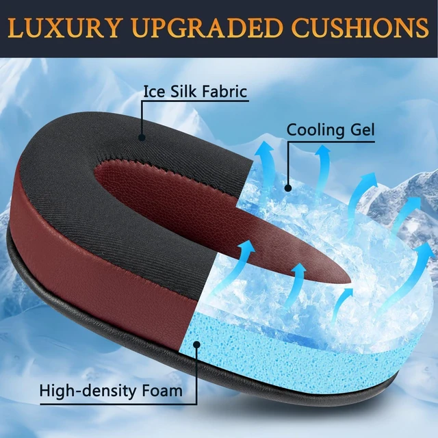 Alt view image 3 of 5 - Cooling Gel Earpads Cushions Replacement for Logitech G Pro, G Pro X, G Prox 2, G Pro X SE Headphones, Ear Pads with Noise Isolation Foam, Added Thickness - Burgundy