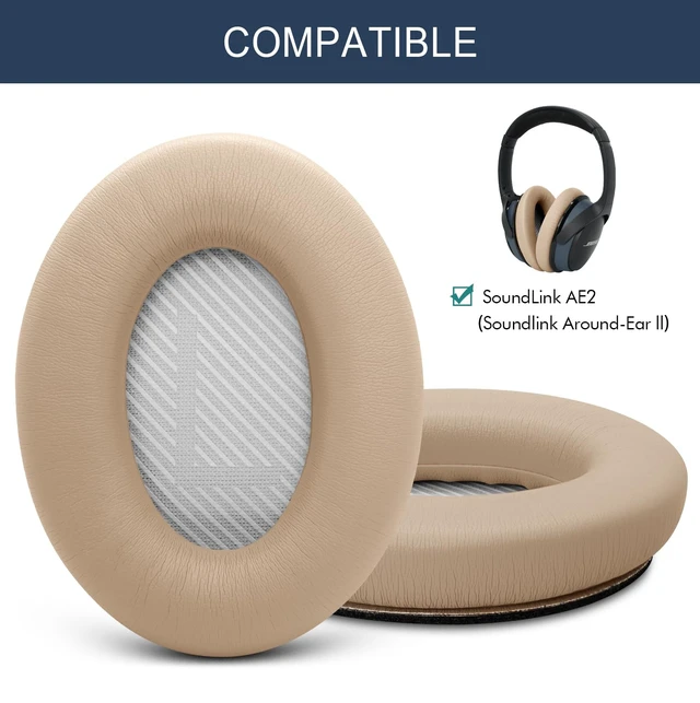 Alt view image 2 of 7 - Ear Pads for Bose SoundLink AE2 / SoundLink Around Ear ii - Beige Replacement Ear Pads Cushions with Premium Protein Leather, Noise Isolation Memory Foam