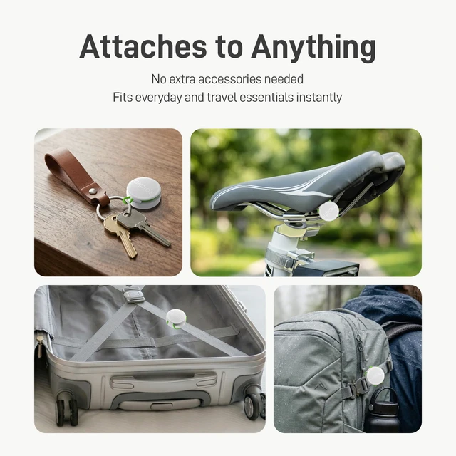Alt view image 4 of 7 - Tracker Tags with Adjustable Strap, 2-Year Battery, 2 Pack, White Works with Apple Find My (iOS Only), IP67 Waterproof, NFC-Enabled Item Finder for Keys, Luggage, Bikes, and Pets