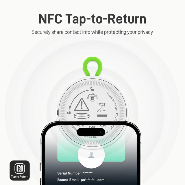 Alt view image 6 of 7 - Tracker Tags with Adjustable Strap, 2-Year Battery, 2 Pack, White Works with Apple Find My (iOS Only), IP67 Waterproof, NFC-Enabled Item Finder for Keys, Luggage, Bikes, and Pets
