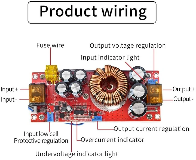 Alt view image 4 of 7 - 1800W Boost Converter, 40A DC-DC Boost Car Step-up Power Supply Module Adjustable Voltage Converter 10-60V to 12-90V