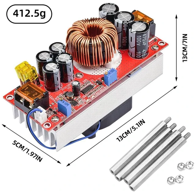 Alt view image 6 of 7 - 1800W Boost Converter, 40A DC-DC Boost Car Step-up Power Supply Module Adjustable Voltage Converter 10-60V to 12-90V