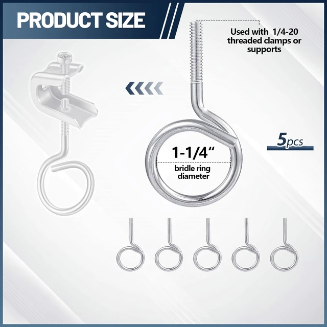 Alt view image 2 of 6 - 200 Pcs 1/4"-20 Machine Threaded Bridle Rings 1-1/4" Diameter Heavy Duty Bridle Wiring Rings Cable Hangers for Low Voltage Cable Pipe Management