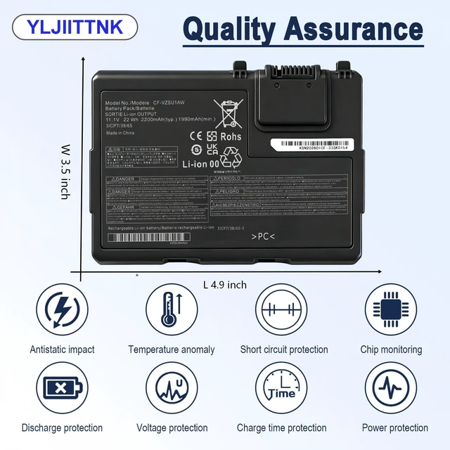 Alt view image 5 of 7 - CF-VZSU1AW Battery 11.1V 22Wh 2200mAh Li-ion Replacement Laptop Battery for Panasonic Toughbook CF-33 Series MK1 MK2 MK3 Rechargeable