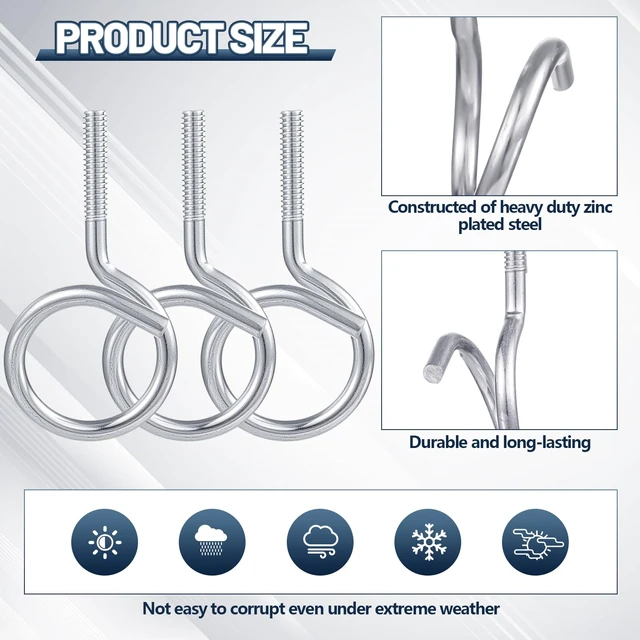 Alt view image 3 of 6 - 200 Pcs 1/4"-20 Machine Threaded Bridle Rings 1-1/4" Diameter Heavy Duty Bridle Wiring Rings Cable Hangers for Low Voltage Cable Pipe Management