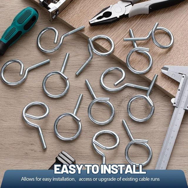 Alt view image 5 of 6 - 200 Pcs 1/4"-20 Machine Threaded Bridle Rings 1-1/4" Diameter Heavy Duty Bridle Wiring Rings Cable Hangers for Low Voltage Cable Pipe Management