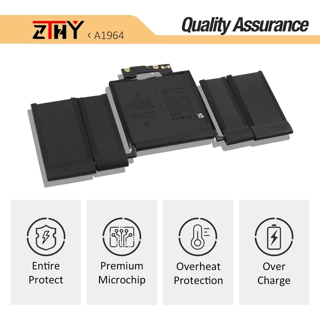 Alt view image 5 of 7 - A1964 A1989 A2251 Laptop Battery Replacement for MacBook Pro 13 Inch A1989 A2251 (2020) EMC 3214 3358 3348 MR9T2LL/A MR9U2LL/A MR9V2LL/A MV962LL/A MV972LL/A MV982LL/A MV992LL/A 58Wh