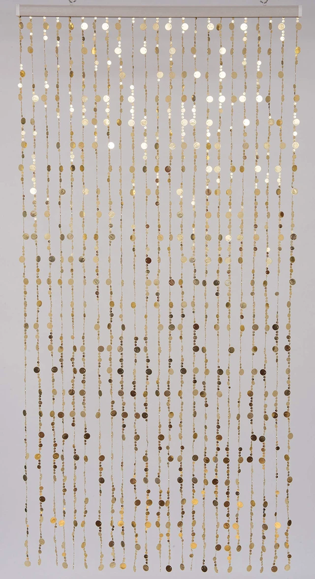 Alt view image 2 of 7 - Gold Bubble Beaded Curtain 3' Wide x 6' Long Door String Curtain Wall Panel Fringe Window Room Divider Blind for Wedding Coffee House Restaurant Parts Crystal Decoration