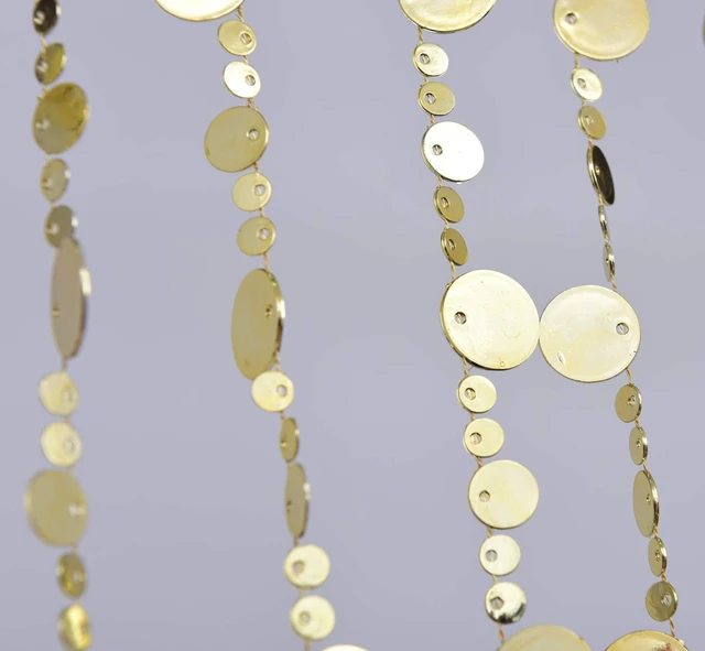 Alt view image 4 of 7 - Gold Bubble Beaded Curtain 3' Wide x 6' Long Door String Curtain Wall Panel Fringe Window Room Divider Blind for Wedding Coffee House Restaurant Parts Crystal Decoration