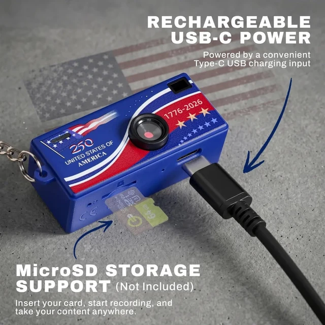 Alt view image 6 of 7 - CharmSnap Mini Keychain Digital Camera 2MP 1080P Full HD, Portable Pocket Point & Shoot Camera (America 250)