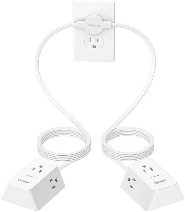 Main image of 12FT Split Extension Cord, 6 Outlets, Extension Cord Flat wall Plug Twin Extension Cord Splitter for Behind Bed Sofa Dorm,Indoor 6ft Each Side Flat Cord with Multiple Outlets,Circuit Breaker