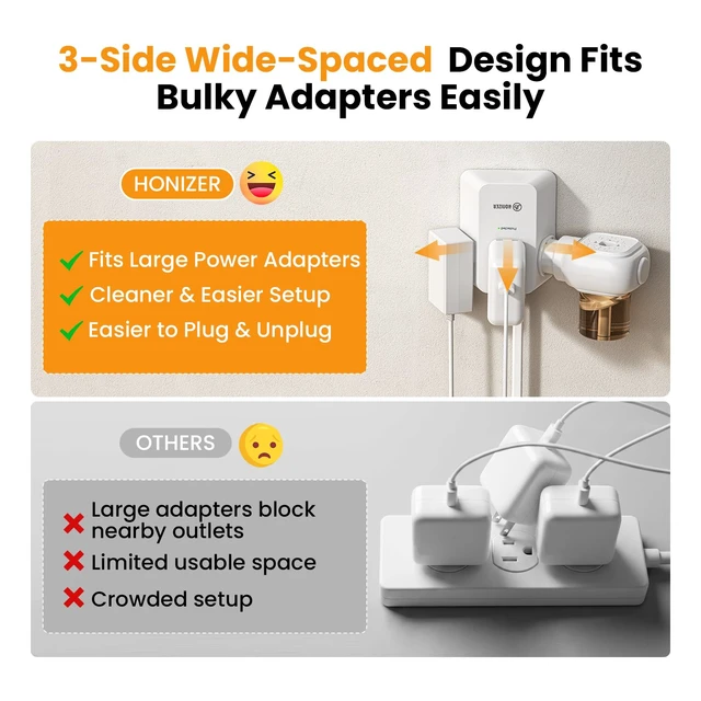 Alt view image 4 of 7 - 12FT Split Extension Cord, 6 Outlets, Extension Cord Flat wall Plug Twin Extension Cord Splitter for Behind Bed Sofa Dorm,Indoor 6ft Each Side Flat Cord with Multiple Outlets,Circuit Breaker