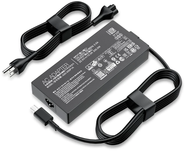 Main image of 200W 10A Gaming Laptop Charger Fit for ASUS ROG Zephyrus TUF ProArt Zenbook 20V 10A Fast Charging Stable Power for Gaming Smart Temperature Control Compact Design ADP-200JB K Fits 180W Models