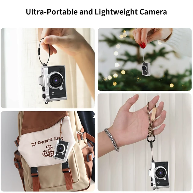Alt view image 4 of 7 - Mini Keychain Camera - 2K FHD Tiny Retro Digital Camera with 32GB Card, 1.47" Screen & OTG Adapter, Vintage Compact Micro Pocket Birthday Gift for Kids,Beginners,Travel,Party (Black)